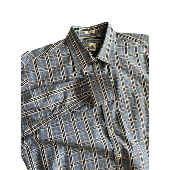 Peter Millar Blue and Gray Plaid Button Down Shirt Size‎ Large - Picture 1 of 5